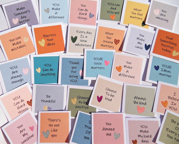 Mini Encouragement Cards, 30 Positive Affirmation Cards, Positivity Message, Compliment Cards, School Lunch Note Cards, Kindness Cards