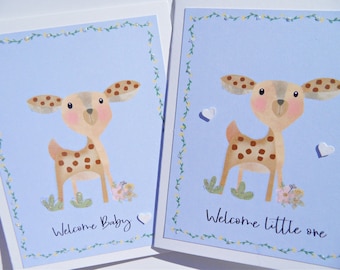 Welcome Baby Boy Card, Woodland Baby Shower, Pregnancy Congratulations, Mommy to Be, New Parents, New Grandparents, wb3