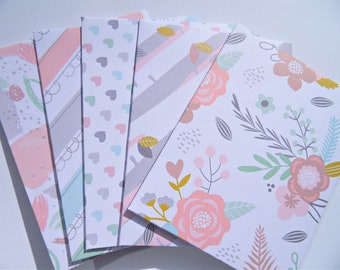 Pink Rose Patterned Envelopes, 5 Envelopes, A2 envelopes, Notecard set, Floral Watercolor Patterned Envelopes,