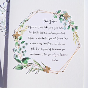 Carte de mariage fille de papa, carte de mariage pour fille, souvenir de jour de mariage de père, cadeau pour mariage fille, papa