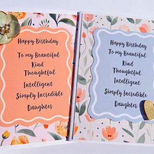 Carte d'anniversaire fille, carte pour fille adulte, anniversaire fille adolescente, souvenir de maman, belle carte florale, cdf