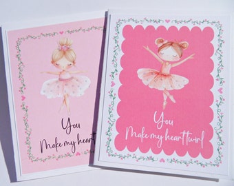 Cute Ballerina Cards for Girls, Girl Encouragement Card, You are Amazing, You Make My Heart Twirl, Card for daughter, mmh1