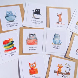 Cartes positives pour enfants, 10 petites cartes d'encouragement. Cartes mignonnes de chat, cartes d'encouragement. Fier de vous. Cartes positives pour enfants