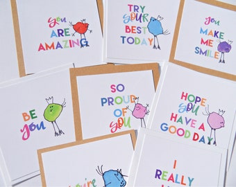 Funny Lunchbox Notes. 8 Positivity Cards. Small Encouragement Cards. Anxiety Support Cards. Kids Encouragement Cards. Proud of You