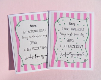 Funny Friendship Support Card, Mental Health Humor, Encouragement Card for Friends, Friend Support Card