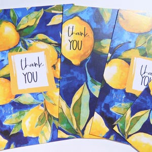 Cartes de remerciement imprimables, 4 cartes postales, cartes d'agrumes et de citron, cadeau pour les enseignants, remerciement pour un collègue, carte de gratitude
