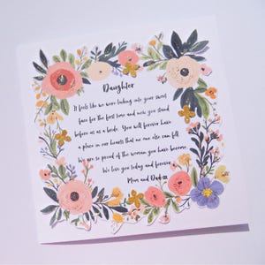 Wedding Day Card for Daughter, To our daughter on her wedding day card, Wedding Day keepsake from parents, wdp6