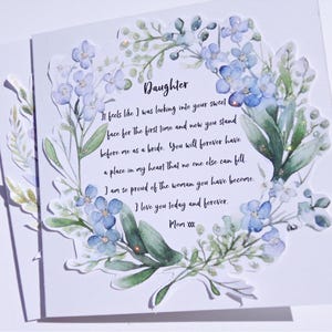 Carte de mariage fille, à ma fille le jour de votre mariage, de la part de maman le jour de votre mariage, souvenir du jour du mariage de maman, wd5