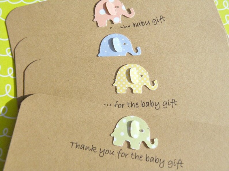10 cards Baby Shower Thank You Cards TBG Baby Elephant Thank You Cards Kraft Thank You Cards Baby Gift Thank You Cards