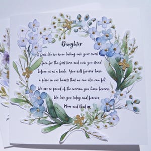 Carte de mariage pour fille, à notre fille pour sa carte de mariage, souvenir du jour du mariage des parents, mdw5