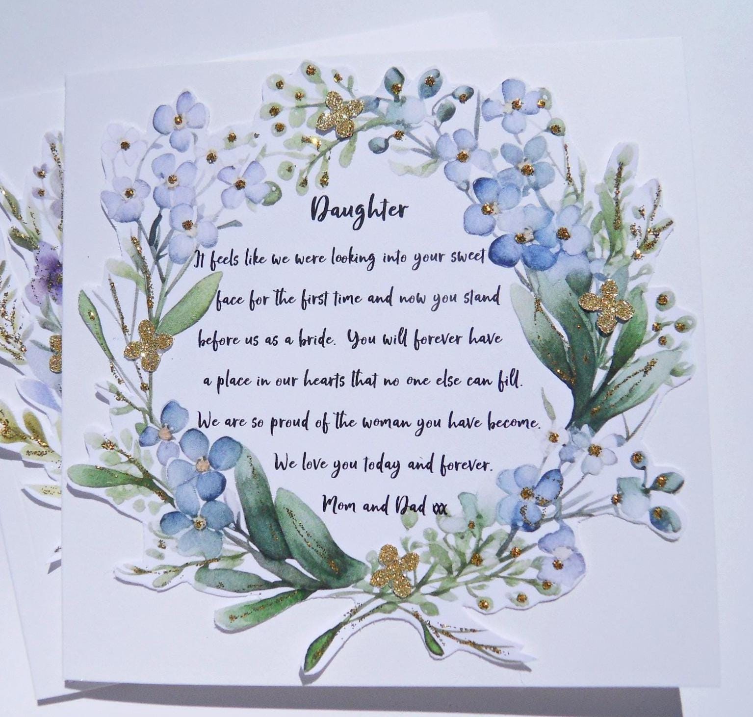 Wedding Day Card for Daughter, To our daughter on her wedding day card, Wedding Day keepsake from parents, mdw5