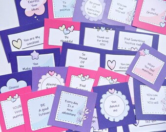 Mini Positivity Cards, 33 Affirmation Cards, Encouragement Cards, Mindfulness Cards, Anxiety Support Cards, Lunch Note Cards,