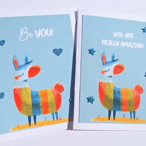 Carte d'encouragement drôle pour enfants, vous êtes incroyable, soyez vous, carte d'anniversaire drôle pour filles et garçons, cartes animaux mignons, cartes positivité, dc2