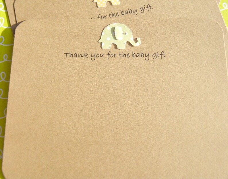 10 cards Baby Shower Thank You Cards TBG Baby Elephant Thank You Cards Kraft Thank You Cards Baby Gift Thank You Cards