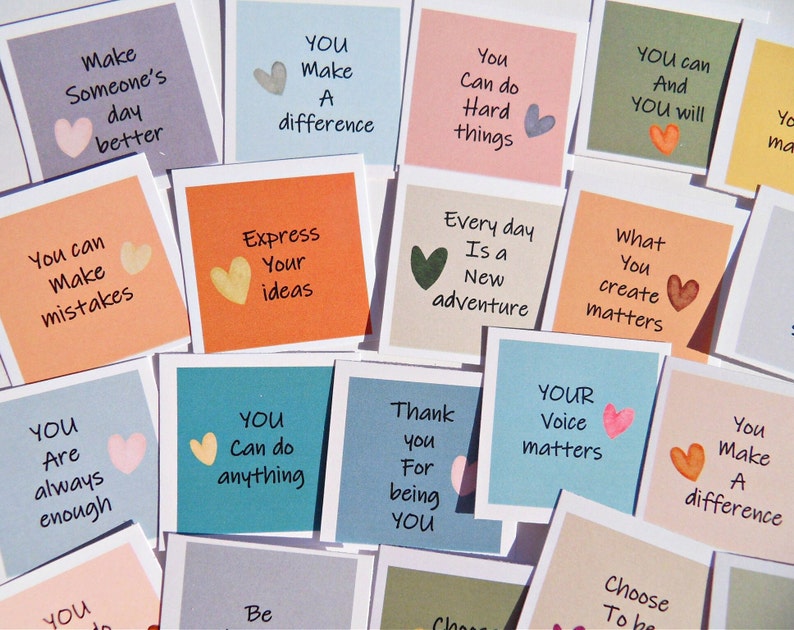 Mini Encouragement Cards, 30 Affirmation Cards, Birthday loot bags, Compliment Cards, Inspirational Cards, Lunch Note Cards, Kindness Cards, image 4