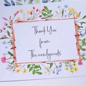 Cartes de remerciement pour mariage, 12 cartes postales, notes de remerciement pour la douche nuptiale, cartes de remerciement pour la fête de la mariée, cartes de remerciement plates