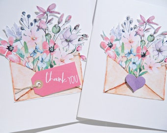 Floral Thank You Card, Botanical Note Cards, Teacher Thank You card, Floral note cards, Friendship Cards, Appreciate You, fec2