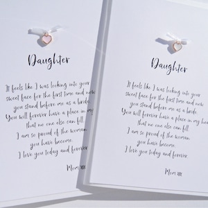 Carte de mariage pour fille, À ma fille le jour de votre mariage, carte souvenir du jour du mariage, carte de mariage fille, wdch