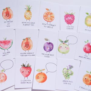 Fruits mignons mots d'encouragement, 30 cartes d'affirmations pour enfants, cartes de rentrée scolaire, cartes de compliments, cartes de correspondance pour le déjeuner, cartes de gentillesse