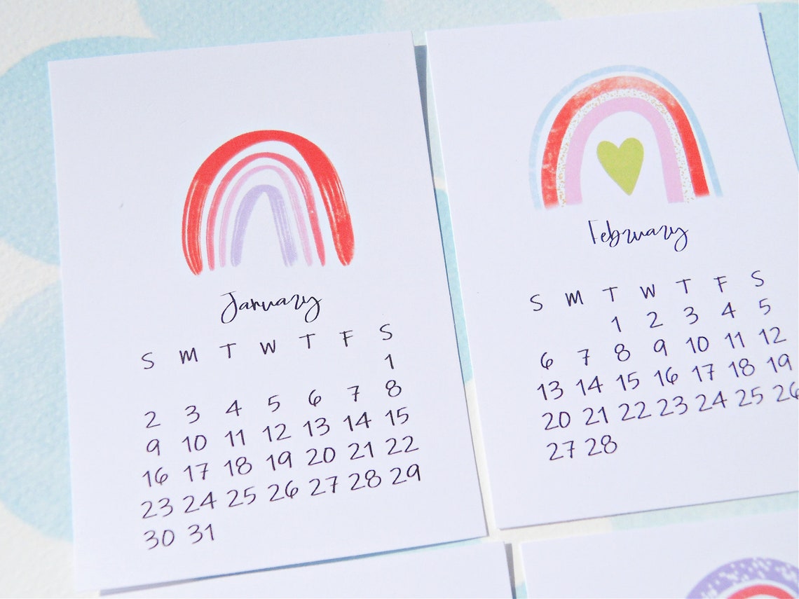 printable 2022 calendar gifts under 10 small rainbow etsy
