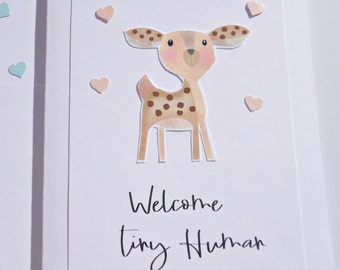 Welcome Baby Card, Woodland Baby Shower, Pregnancy Congratulations, Mommy to Be, New Parents, Nursery Prints  wdc1