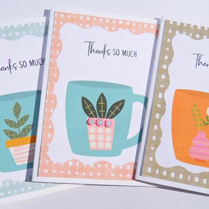 Cartes de remerciement amusantes, 3 cartes, tasse de café, tasse de thé, papeterie, mots de remerciement pour la douche nuptiale, cartes fleuries, jolies cartes de correspondance rétro, cadeau pour enseignant