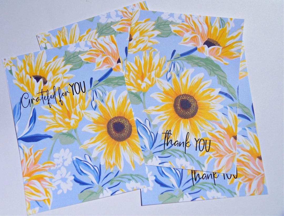 Printable Thank You Postcards Sunflower Thank You Card Flower Thank You ...