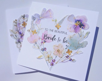 Bride to Be Card, Floral Heart Wreath, Bridal Shower, Daughter Wedding Day