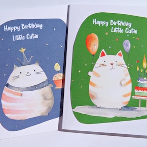 Funny Kids Birthday Cards, Cat Birthday Cards, Cute Cat Cards, Birthday Cake Cards, Happy Birthday Card, fc3