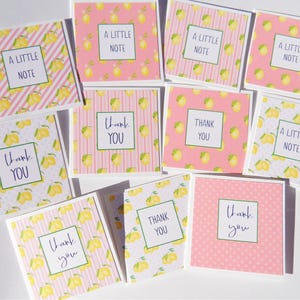 Petites cartes d'agrumes tropicaux, 11 cartes, petits boîtiers de cartes-cadeaux, cartes de correspondance, 5,2 x 5,4 cm, boîtiers de cartes-cadeaux floraux