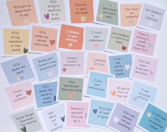 Compliment Cards, 30 Positivity Affirmation Cards, Mini Encouragement Cards, Inspirational Cards, Lunch Note Cards, Kindness Cards,