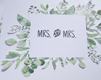 Same Sex Marriage Cards, Mrs & Mrs Wedding Cards, Lesbian Wedding Cards, Gay Wedding Cards, Gay Wedding Congratulations, mam70