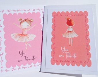 Ballerina Birthday Card, You are TuTu cute, Daughter Niece Granddaughter Birthday Card, Ballet card for little girls, gb9