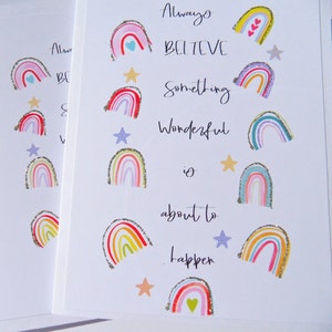 Croyez en vous, cartes d'encouragement, citations motivantes, cartes pour enfants et adolescents, arcs-en-ciel scintillants, oeuvre d'art murale arc-en-ciel, mrc