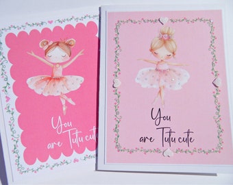 Ballerina Birthday Card, You are TuTu cute, Daughter Niece Granddaughter Birthday Card, Ballet card for little girls, gb8