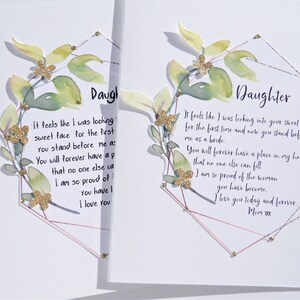 Carte de mariage pour fille, À ma fille le jour de votre mariage, carte souvenir du jour du mariage, carte de mariage fille, wddc3
