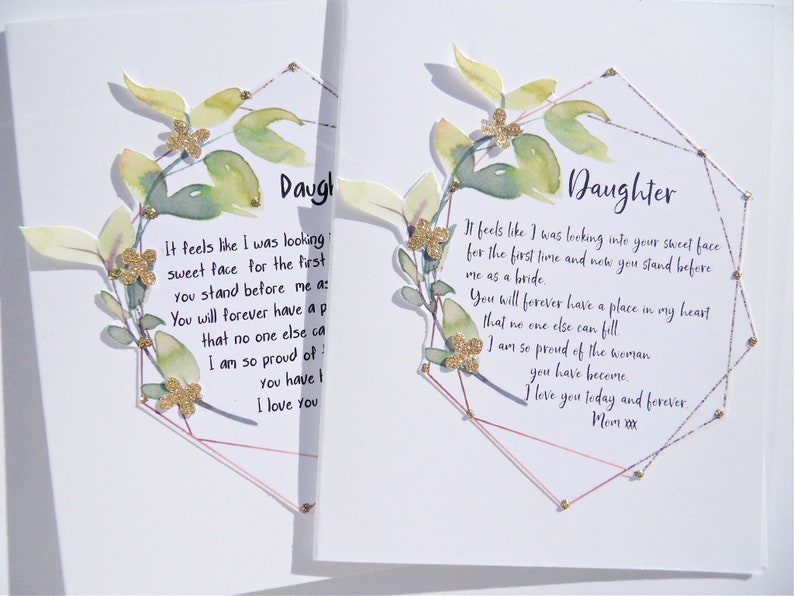 Wedding day card for daughter, To my daughter on your wedding day card, wedding day keepsake, daughter wedding card, wddc3 image 1