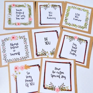 Cartes d'encouragement, 8 cartes de positivité, cartes d'affirmation, cartes pour filles et femmes, mots d'amour, cartes de compliments