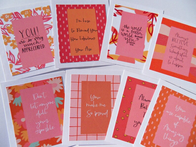 Small Cards Affirmation Cards Inspirational Quotes Lunch Note Cards Teen Support cards Anxiety Support Cards Encouragement Cards