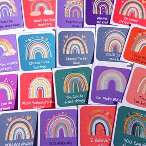 Cartes d'encouragement arc-en-ciel, 32 cartes d'affirmation, Message positif, Cartes de compliments, Cartes de gentillesse, Team Building