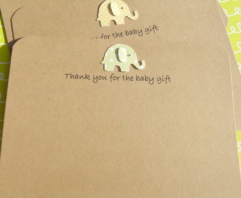 10 cards Baby Shower Thank You Cards TBG Baby Elephant Thank You Cards Kraft Thank You Cards Baby Gift Thank You Cards