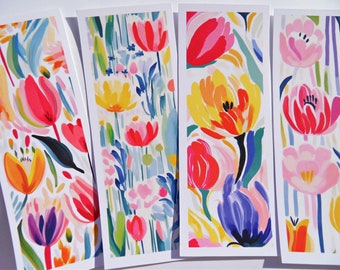 Floral Bookmarks, Book Club gift, Tulip Bookmarks, Gift for mom, Book Lover, Pretty Bookmarks, Spring Flowers