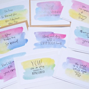 Cartes d'encouragement, 9 cartes Santé mentale, Affirmations quotidiennes, Notes pour le déjeuner, Aide à l'anxiété, Cartes pour enfants, Cartes pleine conscience