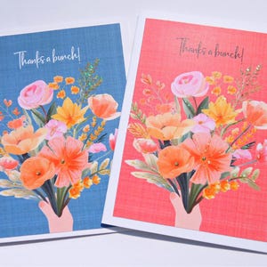 Carte de remerciement bouquet de fleurs, carte de remerciement, cartes de correspondance botaniques, carte de remerciement pour professeur, carte de remerciement pour collègue