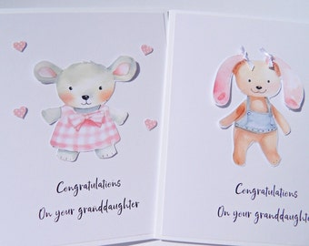 New Granddaughter Card. Card for Grandparents. Pregnancy Announcement. New Grandma Grandpa Congratulations.  New grandchild card. wg5