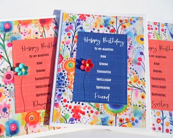 Daughter Birthday Card, Birthday card for Sister, Best Friend Birthday, Happy Birthday Sister, Sentimental Cards for women, sdf