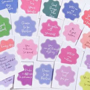 Small Positivity Cards, 40 Affirmation Cards, Encouragement Cards, Mindfulness Cards, Birthday loot bags, Lunch Note Cards, image 1