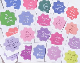 Small Positivity Cards, 40 Affirmation Cards, Encouragement Cards, Mindfulness Cards, Birthday loot bags, Lunch Note Cards,
