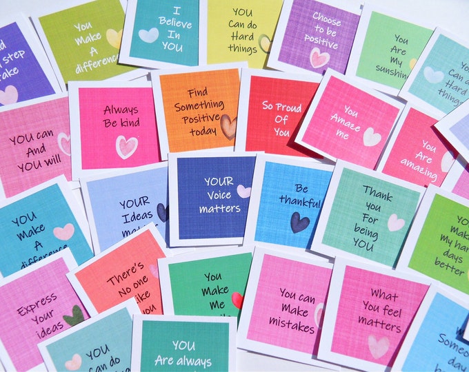 Printable Mini Encouragement Cards, 30 Positive Affirmation Cards, Compliment Cards, Printable Teacher Shout Out Cards, Kindness Cards