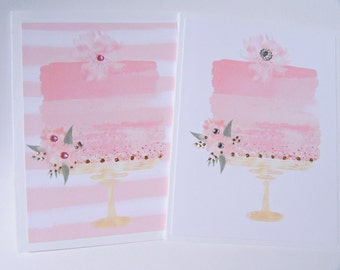 Happy Birthday Card, Birthday Cake card, Baker Birthday card, Floral Cake Card, Wedding Day Cake Card, wc10